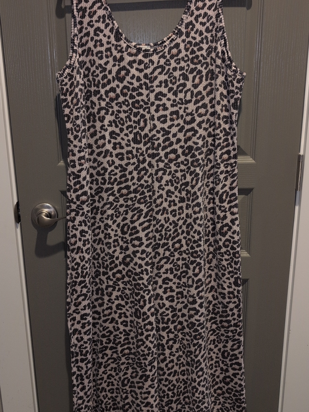 L.I.A Sleeveless Leopard Print Maxi Dress in Taupe & Black